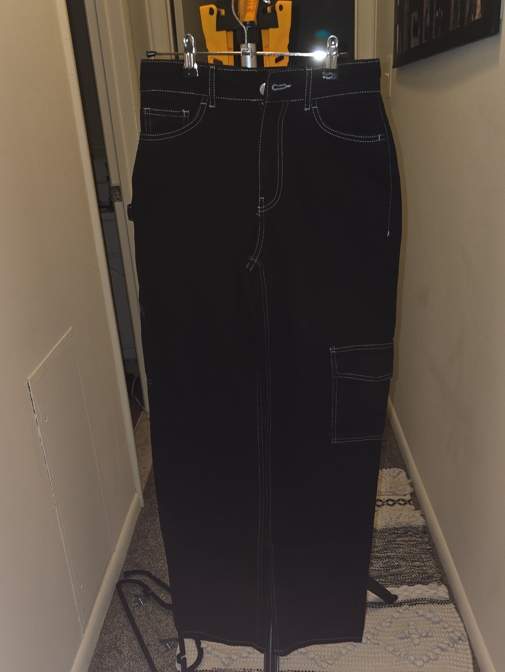 NWOT Straight Black Jeans with White Contrast Stitching